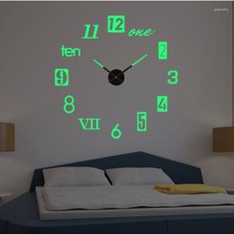 Wall Clocks Luminous Frameless Clock DIY Decal Home Silent Living Room Office Decoration Punch-Free Horloge