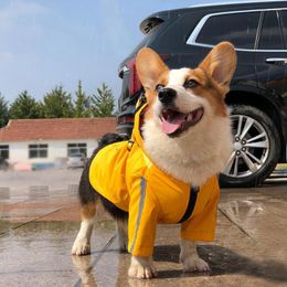 Dog Apparel Pet Raincoat For Small Dogs Waterproof Coat With Hooded Reflective 4 Seasons Universal PU Slicker Adjustable Outdoor Mackintosh