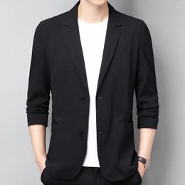 Men's Suits Cotton Linen Suit Jacket Spring Summer Loose Casual Grey Blazers Plus Size Long Sleeve Business Black Coat Terno Masculino