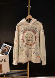 V77t Women's Hoodies Sweatshirts Saint Michael Washable Old Graffiti Fashion Brand Hoodie