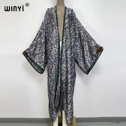 Swimwear WINYI holiday Oversized Beach Kimono With Sashes Bohemian Vintage Slim Sexy Long Cardigan Women Sleeve sukienka Fringe CoverUp