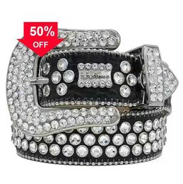 12023 Designer Bb Belt Simon Belts for Men Women Shiny diamond belt Black on Black Blue white multicolour with bling rhinestones as giftd