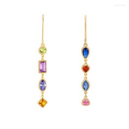 Dangle Earrings Earring Female Temperament Fashion Colour Profusion Long Ear Hook 925 Sterling Silver Small Pure And Fresh Allergy