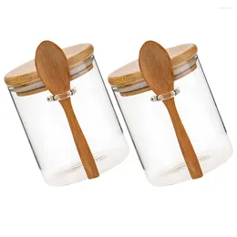 Storage Bottles 2 Pcs Jars Lids Glass Containers Food Pantry Large Tea Canister Canisters Airtight