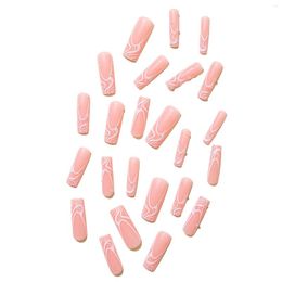 False Nails Pink Long Tube Square Manicure Ultra-flexible Lasting Fake For Stage Performance Wear