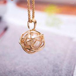 Pendant Necklaces Creative Bird's Nest Pearl Crystal Chain Long Sweater Vintage Women Ball Necklace Jewellery