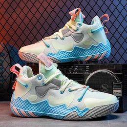 Mens Black Blue Grey Basketball Shoes High Top Professional Sports Trainers Youth Casual Sneakers