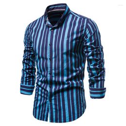 Men's Casual Shirts 2023 Spring Non-iron Stretch Long Sleeve Striped Dress Cotton Standard-fit Youthful Button-down Shirt