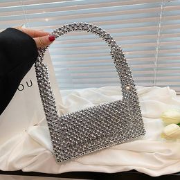 Factory sales women shoulder bags 2 colors this year's popular retro dinner bag niche design hollow handbags sweet exotic diamond handbag 12858#