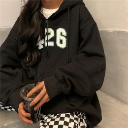 Women's Hoodies Harajuku Vintage Grey Zip Up Women Grunge Kpop Oversized Sweatshirts Korean Fashion Casual Thin Tops Streetwear