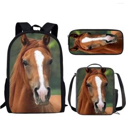 School Bags Crazy Horse Pattern Teenagers Set Cute Animal Students Bookbag Cartoon Printing Kids Casual Laptop Backpack Mochila