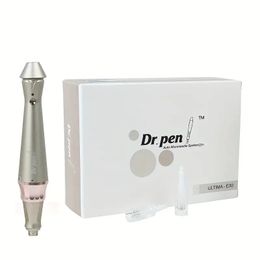 Professional Wireless Microneedling Pen With Replacement Cartridges - 5 Gear Adjustable Micro Needling Professional Derma Pen Microneedle Machine - Golden Handle