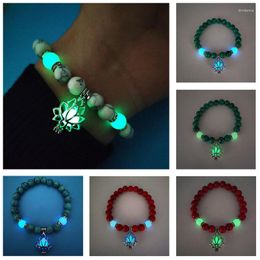 Charm Bracelets Luminous Lotus Flower Bracelet Yoga Meditation Boho Turquoise Hippy