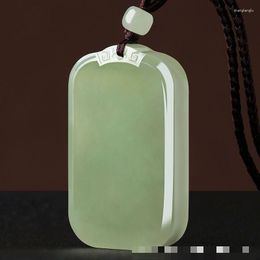 Pendant Necklaces Natural An Jade Blank With Rope Chain Hetian Jades Nephrite Rectangular Charms Necklace Men Women Fine Jewellery Gifts