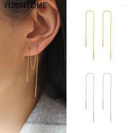 Stud Earrings 925 Silver Needle Double Line Simple Bar Long Tassel Chain For Women 9cm Ear Dangle Earring Fashion Jewellery Gifts