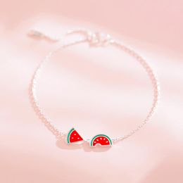 Link Bracelets FoYuan Silver Color Simple And Creative Cute Watermelon Bracelet Fashion Personality Fresh Sweet Dripping Gel Jewelry