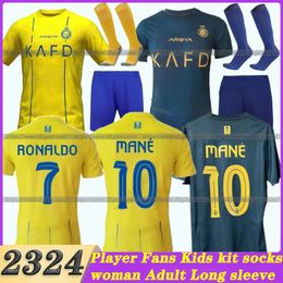 Al Nassr FC Fußballtrikots 2023 2024 Home Away Ronaldo MANE 22 23 CR7 Gonzalo Martinez Talisca Ghislain Konan Vincent Aboubakar Al-Nassr Fußballtrikot Herren KINDER