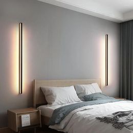 Wall Lamps FSS Modern Black Lamp Balcony Aisle Staircase Living Room Background Long Strip LED Bedroom Bedside