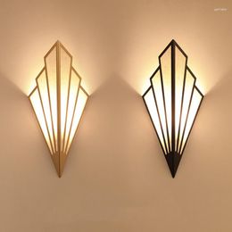 Wall Lamp 9W LED Corridor Aisle Staircase European Style Light Luxury Bedroom El Bedside Creative Indoor Fan-shaped