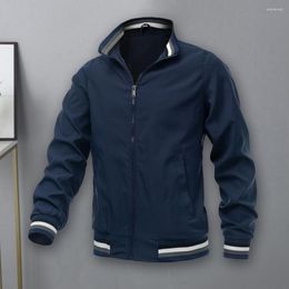 Men's Jackets Two Side Zipper Pockets Men Jacket Casual Sports Coat With Stand Collar Placket For Spring Autumn