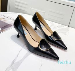 luxury fine heel formal shoes designer fashion pointed toe black and white green professional gold pink decorative collar rubber