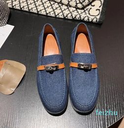 Classic Versatile Buckle embellished Small Leather Shoes Casual Low Heel Loafers