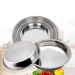 Plates Dish Plate Cutlery Tray Disc Stainless Steel Round Cake Baking Pan Fruit Decorations