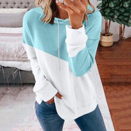 Women's Hoodies Women Hooded Sweatshirts 2024 Autumn Winter Fashion Color Block Pullovers Casual Loose Long Sleeve Drawstring Tracksuit