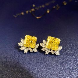 Stud Earrings Flower Cut 3ct Topaz Diamond Gemstone Earring Real 925 Sterling Silver Jewellery Engagement Wedding For Women