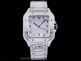 AMG watch 4555 diamonds imported 904l stainless steel material size is 40mm blue glass designer watches