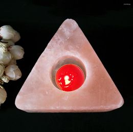 Candle Holders Natural Himalayan Mineral Salt Crystal Incense Triangle Candlestick Home Display Gifts