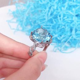 Cluster Rings Genuine 925 Sterling Silver Blue Sapphire Jewellry Ring For Women Anillos De Jewellery Gemstone Bizuteria Anel