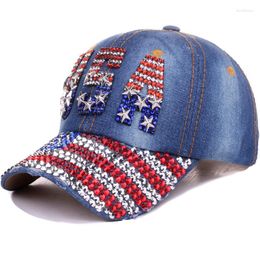 Berets Point Drill Baseball Cap USA Full Brim Sports Casual Diamond Set Cowboy Sun Hat Letters Hats