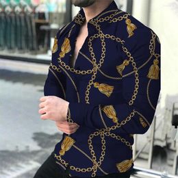 Men's Casual Shirts Blouse Shirt Daily Dress Fitness Hawaiian Holiday Lapel Long Sleeve Mens Muscle Party Polyester Outdoor 1pcs