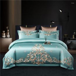 Bedding Sets Cotton Satin Jacquard Embroidery Bed Sheet Quilt Cover Sheets Set Double 100 Count