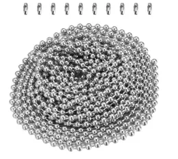 5 Metres Length Stainless Steel Ball Bead Chain 2.4mm Beaded Roller Chain with 10 Matching Connectors Metal Jewellery Findings Chains Marking DIY