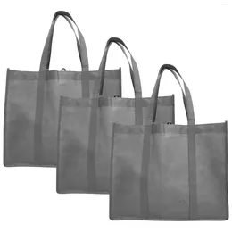 Storage Bags 3 Pcs Non-woven Shopping Bag Large Reusable Grocery Cloth Groceries Collapsible Tote Fabric
