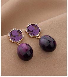 S925 Silver Needle Purple Earrings New Trendy and Popular Design Style Earrings and Earrings for Women Female earrings earrings