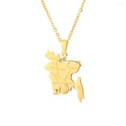 Pendant Necklaces Fashion Bengal Map City Necklace For Women Men Stainless Steel Gold Silver Color Jewelry Gift