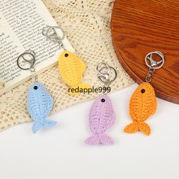 New Knitting Fish Cute Keychain Creative Knitted Weaved Small Fish Keychain Car Key Accessory Fish Keychain Keyring Key Holder