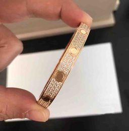 2023 V gold material Luxury quality charm punk band bracelet all with diamond in rose gold Colour plated have box stamp special PS7465B
