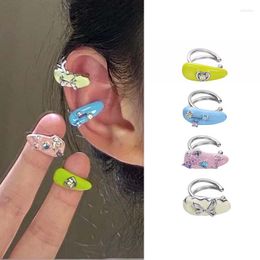 Backs Earrings 1Pcs Colorful Zircon Drop Glaze Ear Cuff For Women Korean Sweet Cute Non-Piercing Wrap Clip Y2K Jewelry Gifts