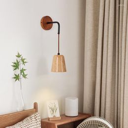 Wall Lamps Huangdong Stone Japanese Wabi-Sabi Bedroom Bedside Lamp Nordic Corridor Designer Retro Homestaywall