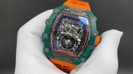New men's watch RM21-02 "Tourbillon" movement TPT carbon Fibre case Sapphire mirror designer watches