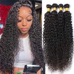Indian Kinky Curly Bundles Human Hair Weaving Natural Color 1/2/3/4 Bundles Deal Virgin Human Hair Extensions Wholesale 30''