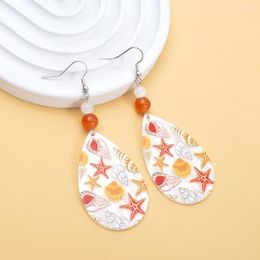 Dangle Earrings Fashion Fresh Beach Vacation Style Starfish Shell Printed Acrylic Drop For Women Aesthetic Trend Products Girls Jewellery