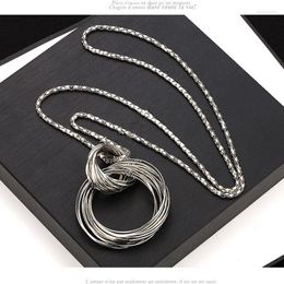 Pendant Necklaces Fashion Long Sweater Chain Necklace Female Large Circle Decorative Accessories Lanyards Jewellery