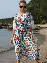 Cover-up Sexy Bohemian Maxi Dress Plus Size Long Cover Ups Beach Tunic Pareo De Plage Bathing Suit Cover Ups Beach Wear Swimsuit Cover Up