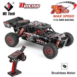 Diecast Model WLtoys WL 124016 V8 V2 1 12 4WD HighSpeed Brushless Motor Off Road Remote Control Drift Climbing RC Racing Car Adults Kids Toys 230818