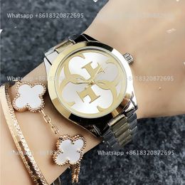 With Luxury Logo Brand Watch Women Girl Big Letters Style Metal Steel Band Quartz Wrist Watches GS 8302